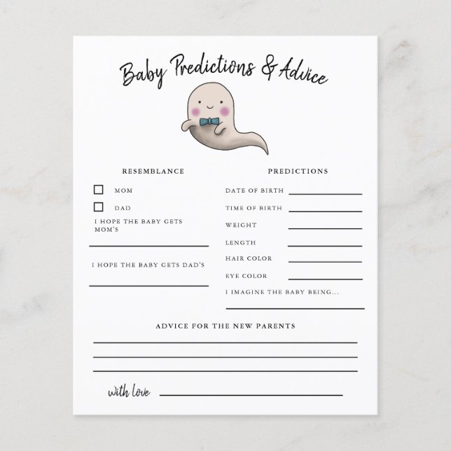 Menino Fantasma Pequeno Cartão de Boo Predições e  (Frente)