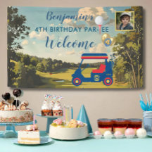 Menino Golf Tema 4º Banner da Festa de Aniversário