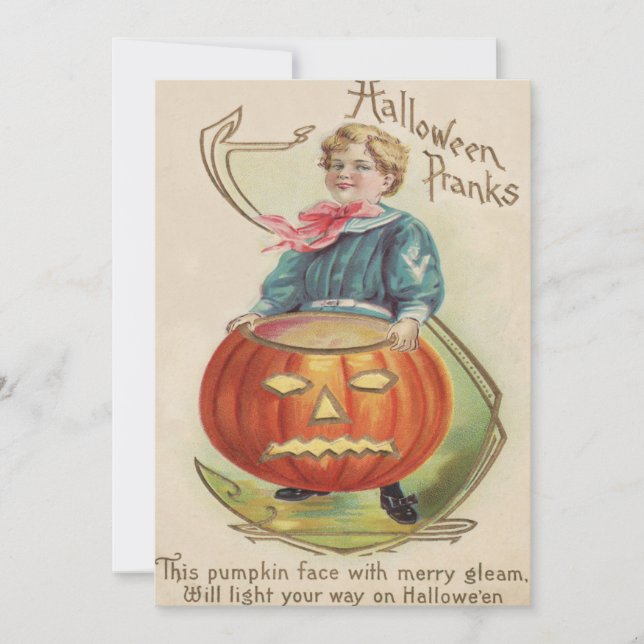 Menino Jack O Lantern Abóbora Poema (Frente)
