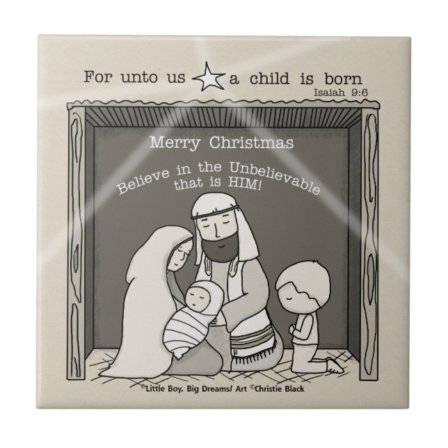 Menino junto ao presépio - Feliz Natal (Frente)