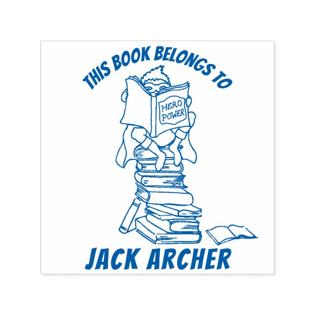 Menino lendo livros nome garotos carimbo da biblio (Design)