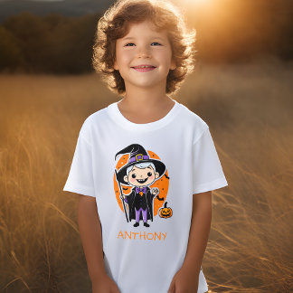 Menino Mago com Nome Personalizado Camiseta de Hal