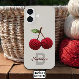 Menino Menor Crochet Vermelho de Cereja Nome