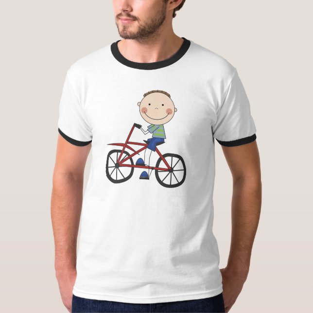 Menino no camiseta e nos presentes da bicicleta (Frente)