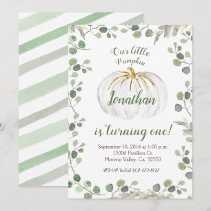 Menino, nossa abóbora está virando um convite verd