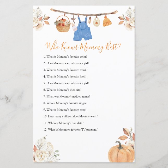 Menino Roupa Abóbora Outono Que Conhece Melhor Mam (Frente)