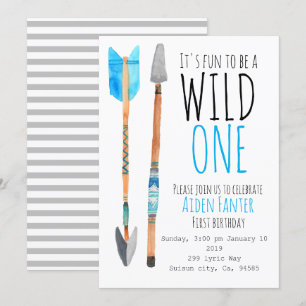 Menino selvagem um convite de primeiro aniversári