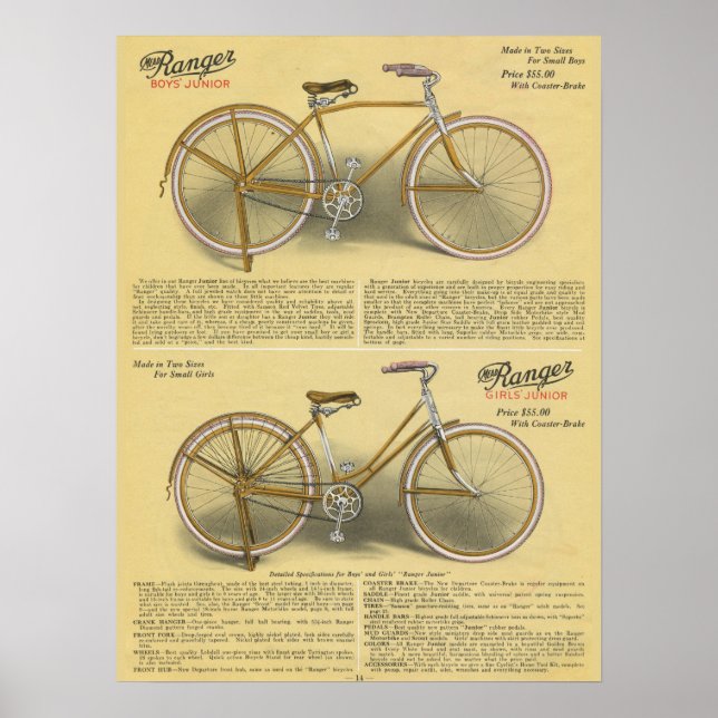 Meninos 1923 Ranger Bicicleta E Poster de Arte (Frente)