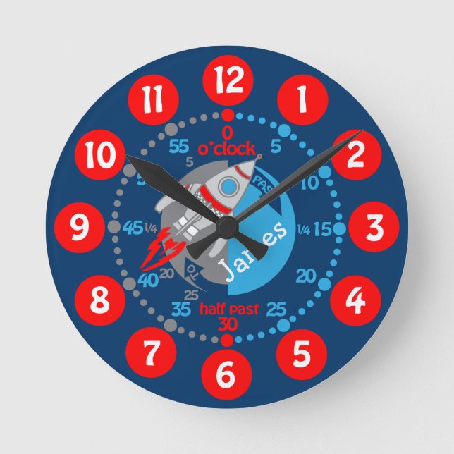 Meninos aprendem a contar o relógio azul do espaço (Frente)