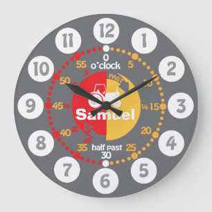 Meninos aprendem a dizer o relógio do trator verme