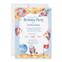 Meninos Astronauta Espacial Exterior Convite Verme