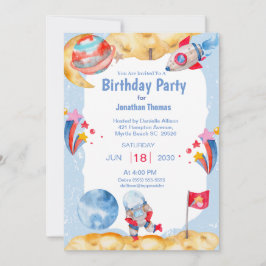 Meninos Astronauta Espacial Exterior Convite Verme