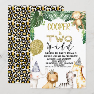 Meninos Cheetah Safari Dois Convite De Aniversári