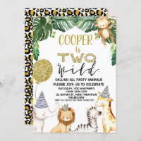 Meninos Cheetah Safari Dois Convite De Aniversário
