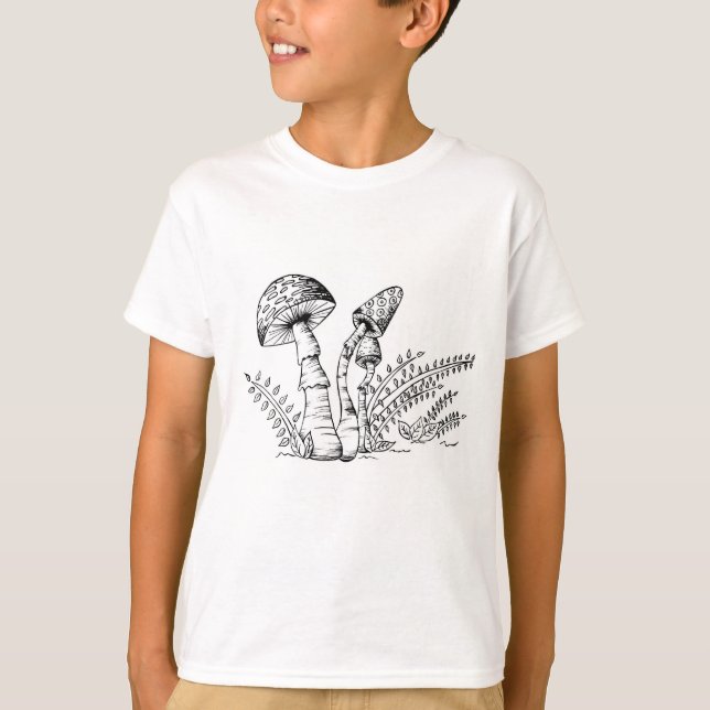 Meninos Meninos Camiseta de Arte de Cogumelo (Frente)