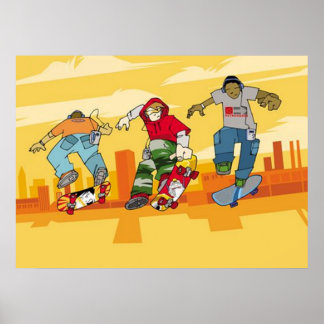 Meninos pulando no Poster do skateboards