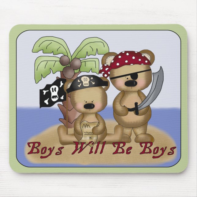 Meninos Serão Rapazes Lil Pirata Bears Mousepad (Frente)