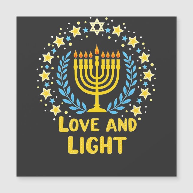 Menorá Amor e Luz Feriado Judaico do Hanukkah  (Frente)