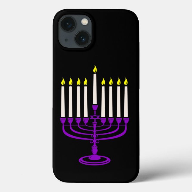 menorah hanukkah púrpura (Verso)