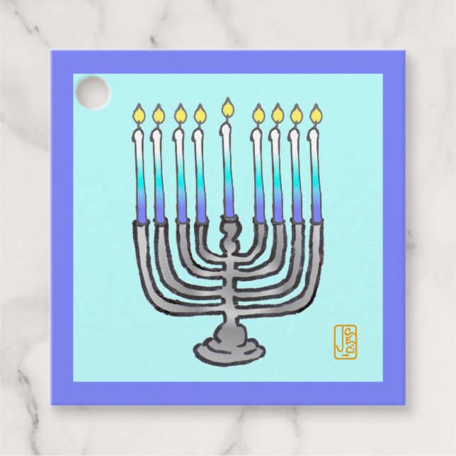 Menorah Whimsical Favorece Etiquetas (Frente)