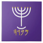Menorah White Purple<br><div class="desc">Azulejo roxo branco Menorah. Personalize adicionando seu próprio nome. Para fazer deste seu próprio design 'Clique para personalizar mais' ... ou 'Transferir este design' para impressão o mesmo design em um produto diferente. De onde vem o Menorah? Ela vem da Bíblia, no livro de Êxodo, no capítulo 25 verso 31,...</div>