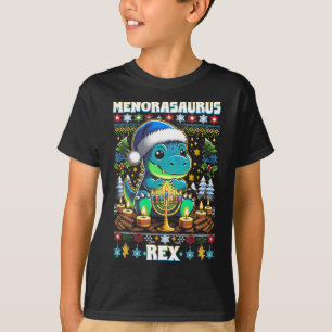 Menorasaurus Rex Dino Trex Suéter de Natal Feio