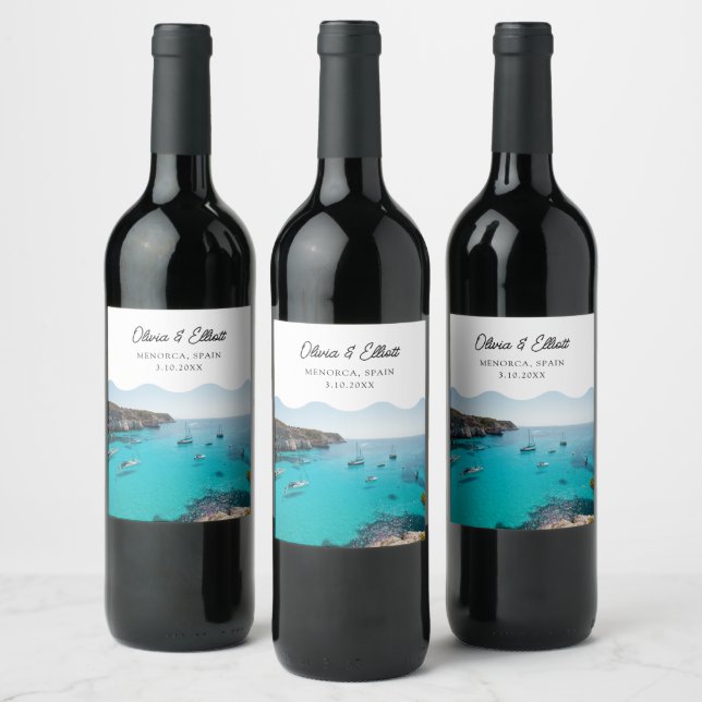 Menorca Weding Favor Rótulo de Vinho Personalizado (Garrafas)
