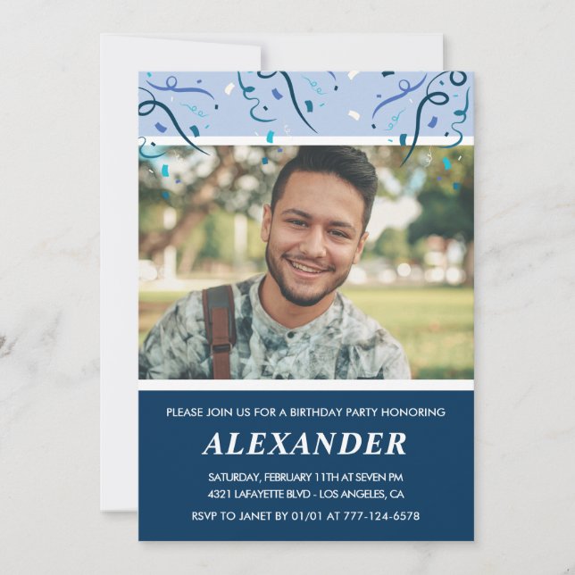 Mens 26º convites para o aniversário Foto Marinho  (Frente)