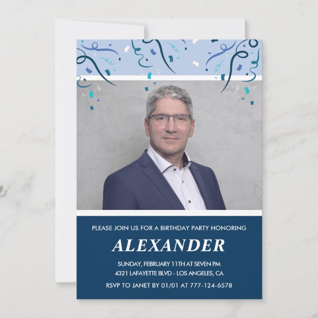 Mens 65.º convites para o aniversário Foto Marinho (Frente)