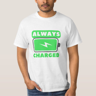 Mens, camiseta energética premium. Sempre Carregad