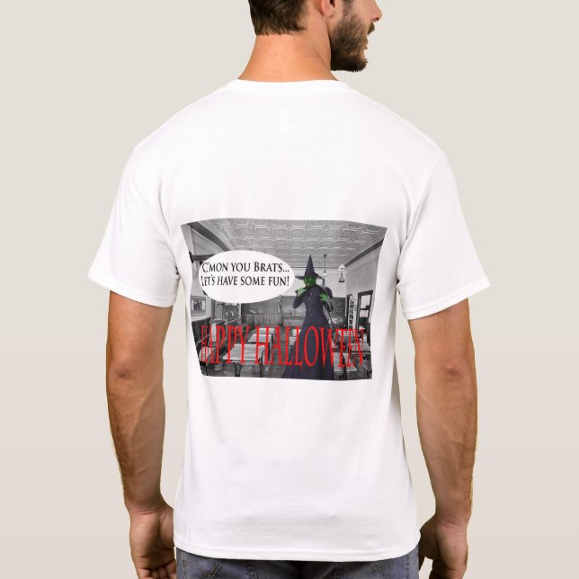 mens camiseta feliz bruxa de halloween (Verso)