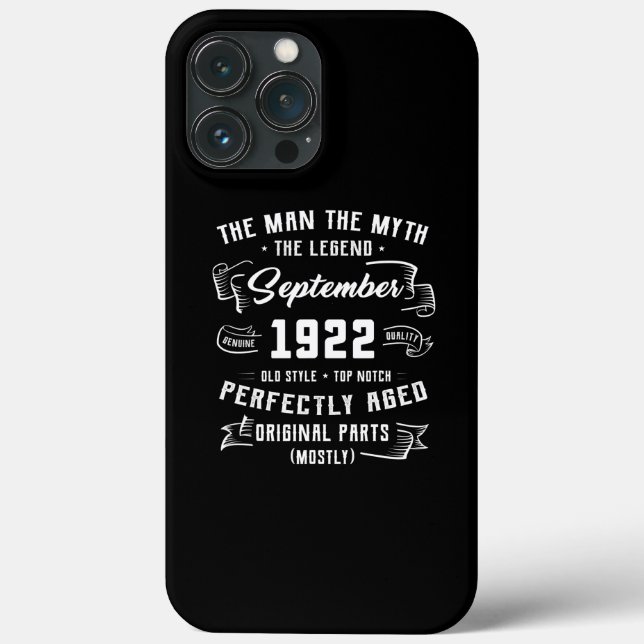 Mens Man Myth Legend setembro de 1922 100th (Verso)