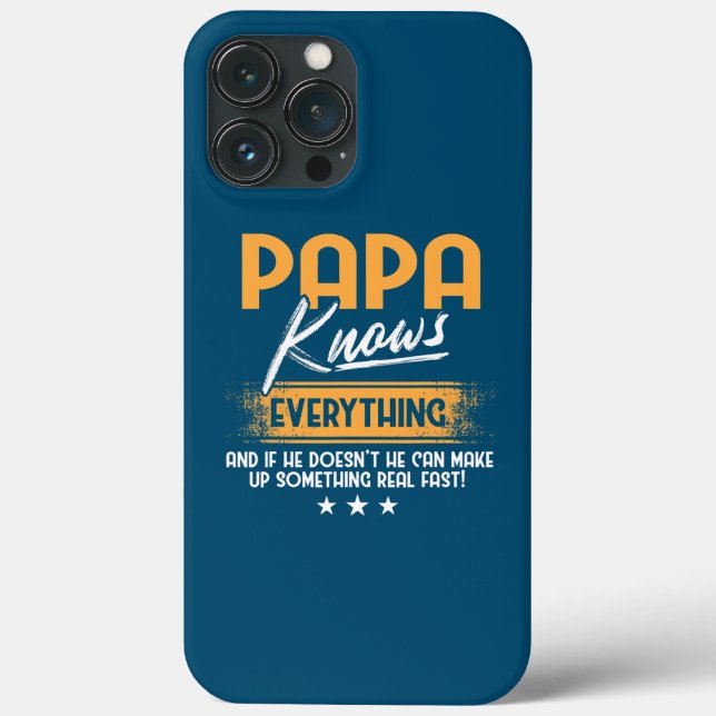 Mens Papa Knows Everything Funny Father's Day  (Verso)