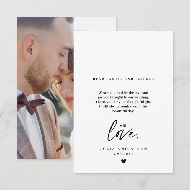 Mensagem de Agradecimento de Casamento Simples e M (Frente/Verso)