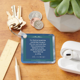 Mensagem de amor - John 3:16 - Chaveiro Metal Squa