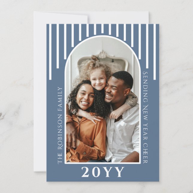 Mensagem de cartão de foto de Ano Novo moderno no  (Frente)