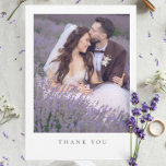 Mensagem de casamento de fotos minimalista simples<br><div class="desc">Cartões de agradecimentos de casamento na moda com foto e desejos no verso para personalizar com seu próprio texto</div>