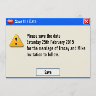 Mensagem de erro de geek Salvar a data Convite