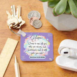 Mensagem de esperança Matthew 11-28 - Chaveiro de 