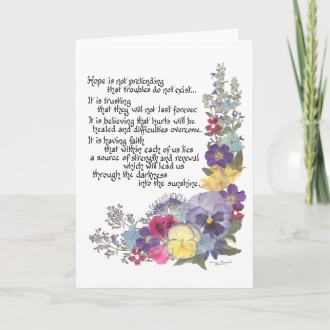 Mensagem do cartão Esperança (Frente)