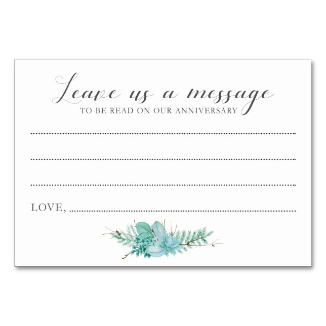 Mensagem para Noiva e Cartões Suculentos do Groom (Frente)