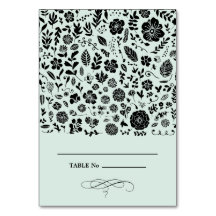 Menta | Cartão de Mesa Floral Negra