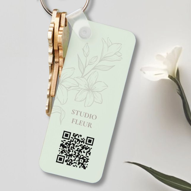 Menta | Chaveiro de QR Floral Mínimo Chic (Criador carregado)