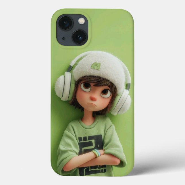 Menta Fresca: Garoto Estético com Fones de Ouvido (Verso)