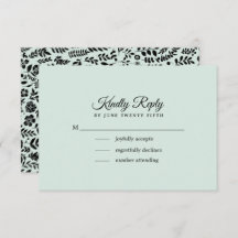 Menta | Placa RSVP de Casamento Floral Preto
