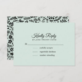 Menta | Placa RSVP de Casamento Floral Preto