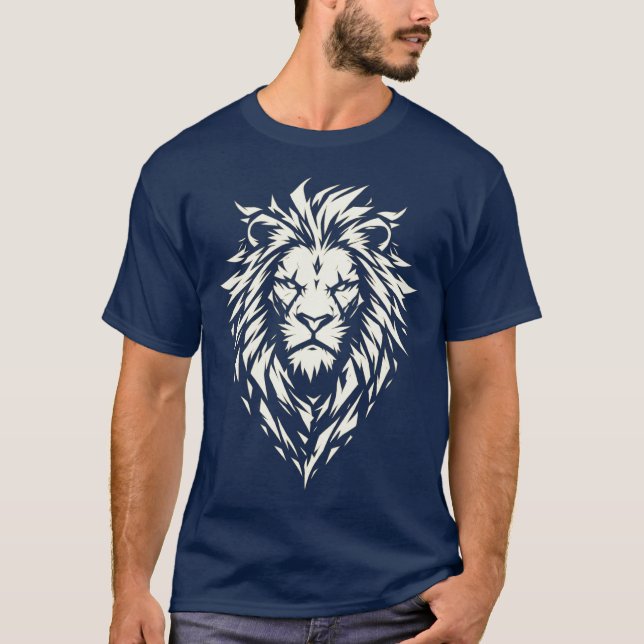 Mentalidade de Leão Tribal – Camiseta Geométrica P (Frente)