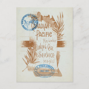 Menu 1897 da Jantar Ferroviária do Pacífico Canade