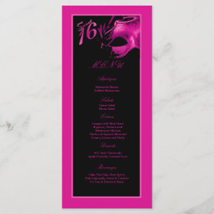 Menu 25 partido do preto do rosa quente do doce 16 dos