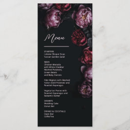 Menu 3D Purple and Dark Red Peony Wedding